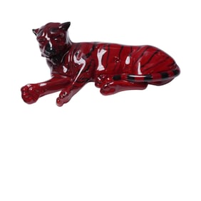Royal Doulton Rare Flambe Figurine, Tiger - Lying HN911