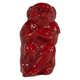 Antique Bernard Moore Flambe Monkey Figurine