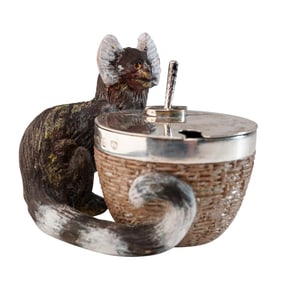 Rare Doulton Lambeth Silicon Covered Salt Cellar, Lemur
