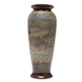Doulton Lambeth Hannah Barlow Stoneware Pig Vase
