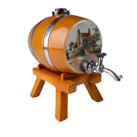 Royal Doulton Silver Plated Decanter Barrel, Cottages