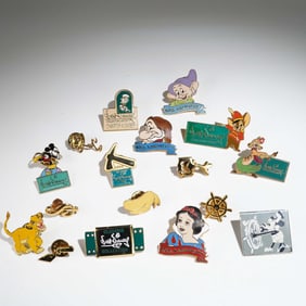 17pc Disney Collectible Pins Assorted Characters and Logos