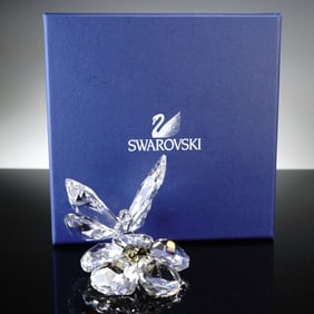 Swarovski Crystal Figurine, Butterfly on Flower
