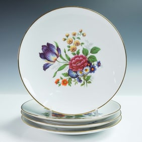 4pc Hoftritz Floral Porcelain Plates, Western Germany