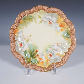 A. Lanternier Limoges Hand-Painted Floral Plate
