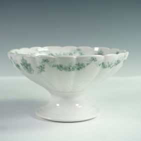 Theodore Haviland Limoges Pedestal Bowl, Green Garland Design