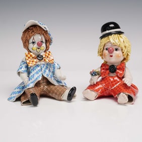 2pc Zampiva Ceramic Clown Figurine Set