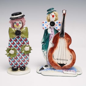 2pc Zampiva Italian Porcelain Clown Figurines