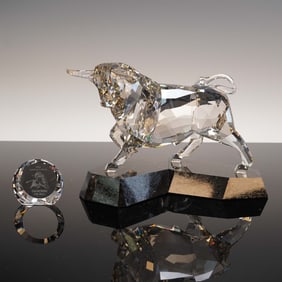 Swarovski Crystal Figurine, Soulmates Bull Signed by Artist