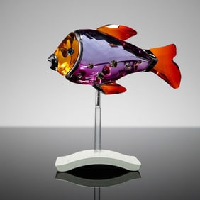Swarovski Crystal Figurine, Camaret Fish Fuchsia Rain 626205