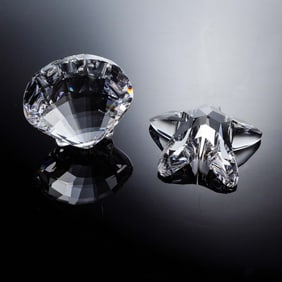 2pc Swarovski Crystal Figurines, Scallop and Starfish Gifts