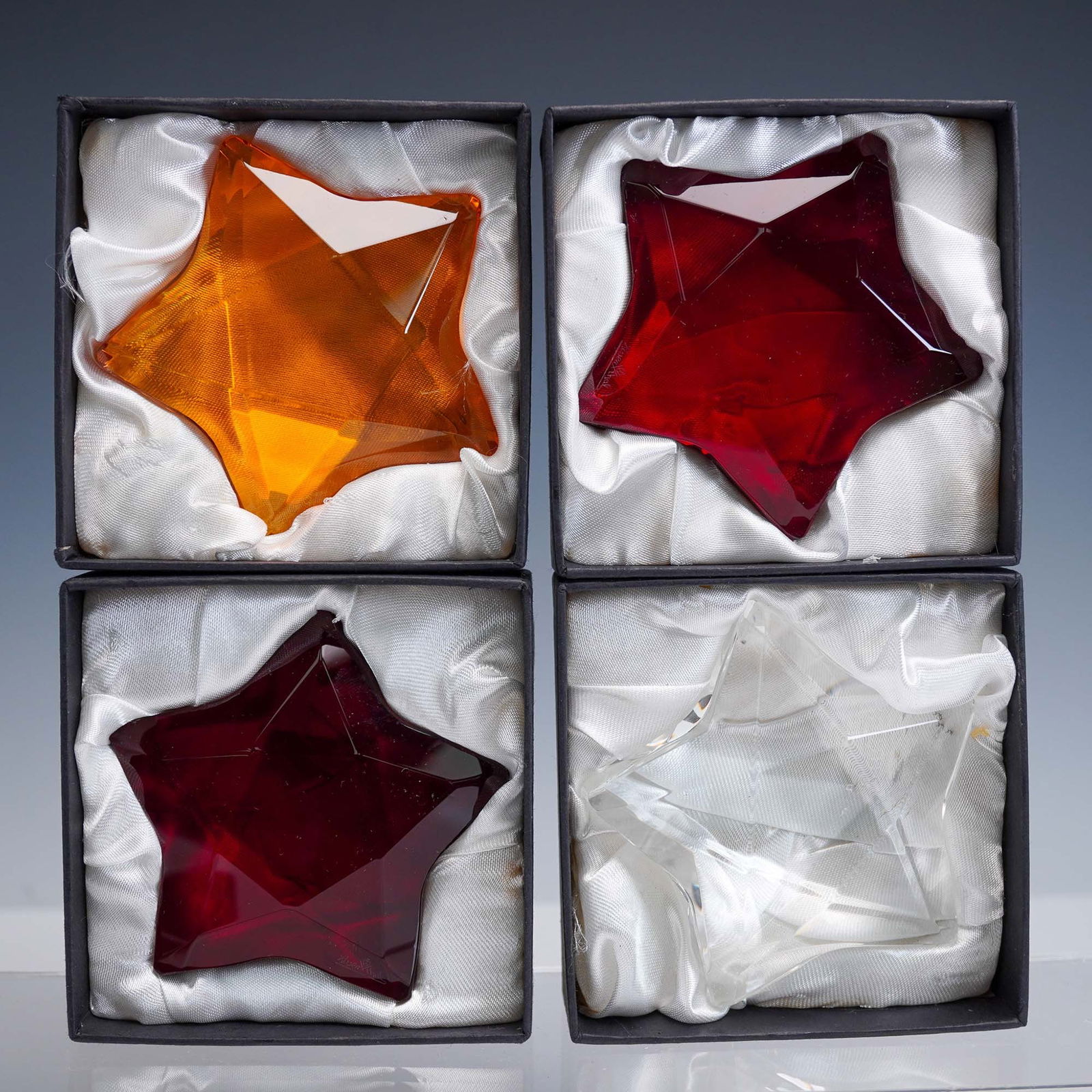 4pc Rosenthal Crystal Star Paperweights, Boxed (1 of 8)