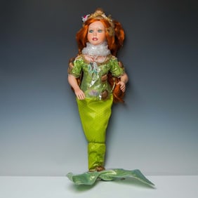 Show Stoppers Porcelain Mermaid Fairy Doll w Accessories and Shell Accents