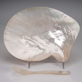2pc Mother of Pearl Shell Dish with Spoon