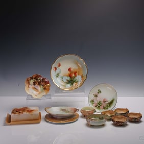 12pc Hand-Painted Porcelain Tableware Group