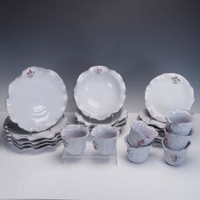 24pc Abigails Fleur de Lis Dinnerware