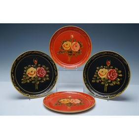 4pc Hand-Painted Plates, Made in Occupied Japan