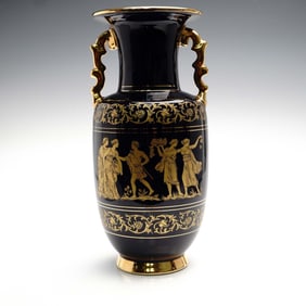 Greek Ceramic Vase with 24K Gold Detailing