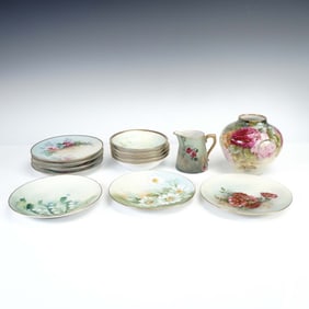 14pc Hand Painted Porcelain Vase and tableware Collectibles