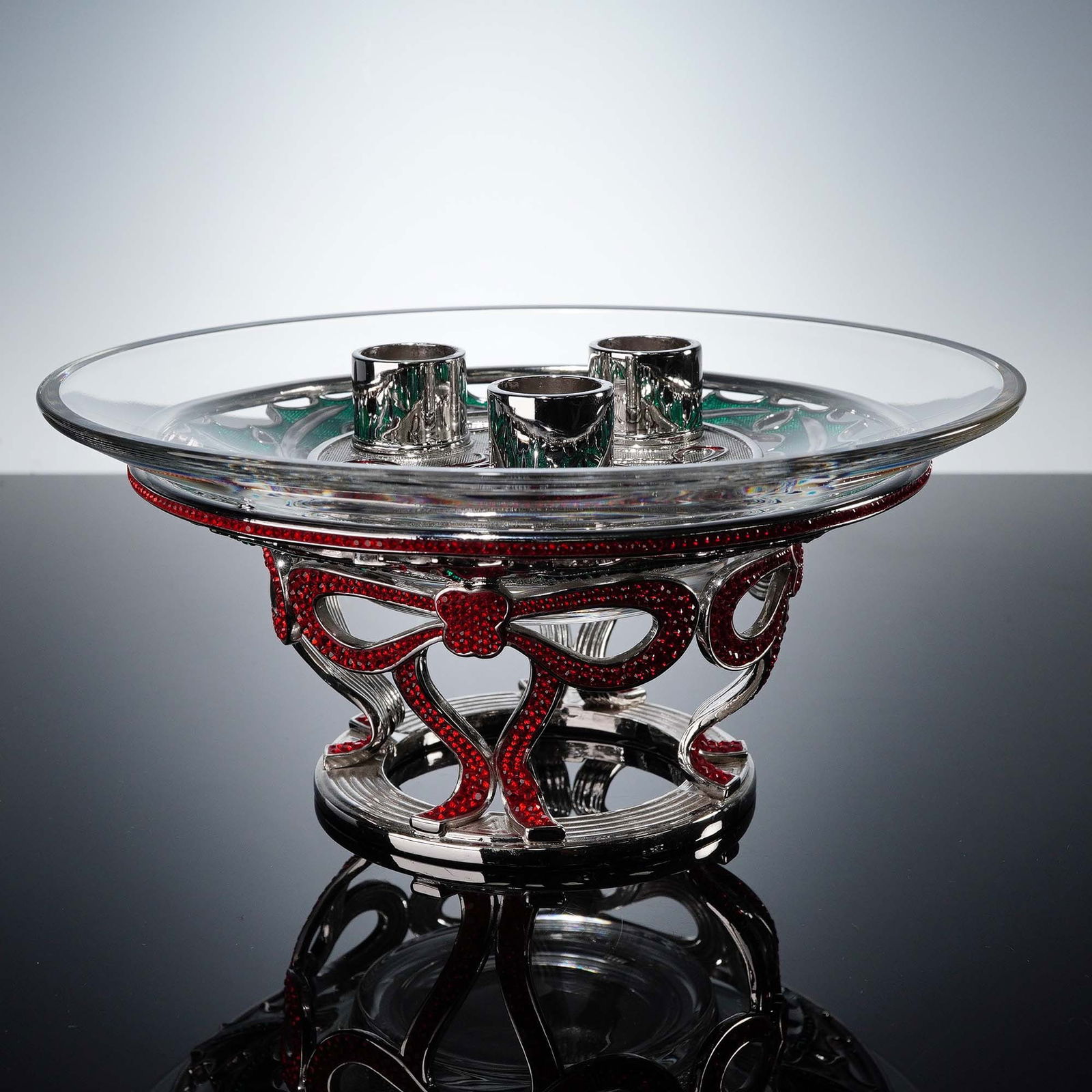 Swarovski Crystal Holiday Candleholder, Red & Silver Design (1 of 10)