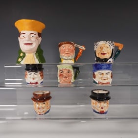 8pc Character Toby Jugs and Miniature Mugs Collection