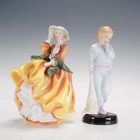 2pc Royal Doulton Figurines, Sleepy Darling Top O' The Hill