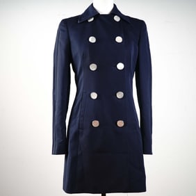 Valentino Roma Women's Navy Coat w/Mother of Pearl Buttons, Size 6