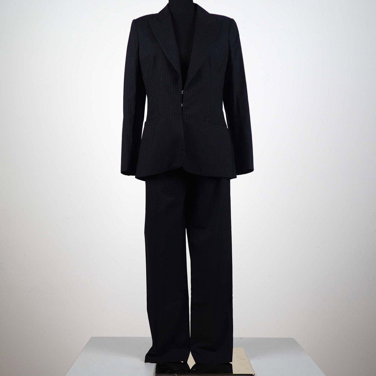 Valentino Miss V Navy Pinstripe Pant Suit, Size 10 (1 of 9)