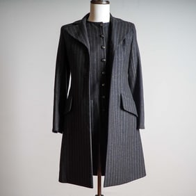 Valentino Boutique Pinstripe Wool Dress and Coat Ensemble