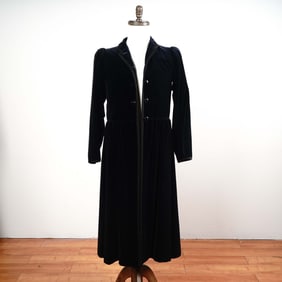 Saint Laurent Blue Velvet Evening Overcoat, Size 8