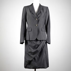 Max Mara Italy 2pc Pinstripe Wool Suit, Vintage Size 10