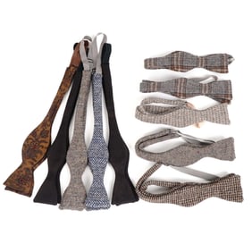 10pc Wool, Woven & Silk Self-Tie Bow Ties, Adjustable