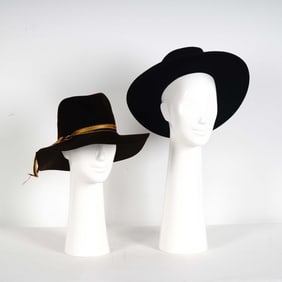 2pc Women's Wool Hats, Black & Brown - Size Small