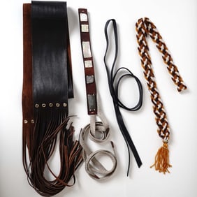 4pc Women's Sash Belts, Includes Max Mara Shell Accent Belt