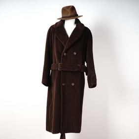 Paul Stuart Mens Alpaca Pile Coat and Hat Set, Size 42