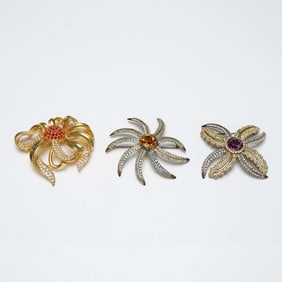 3pc Maresco Floral Brooches