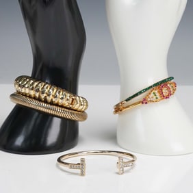 5pc Assorted Gold Tone and Rhinestone Fashion Bracelets