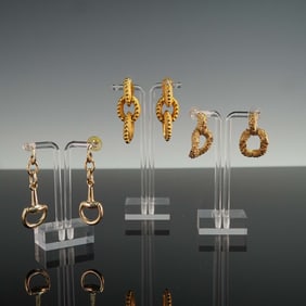 3 Pairs of Bold Goldtone Statement Clip Earrings
