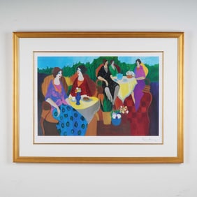 Itzchak Tarkay, Framed Print on Laid Paper, Women at Lunch