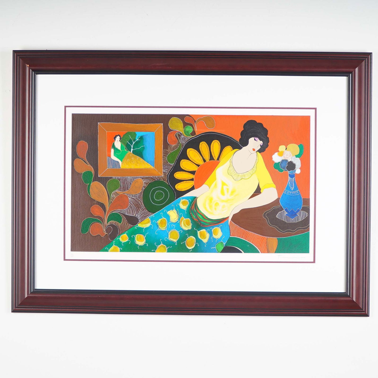 Itzchak Tarkay, Serigraph on Textured Paper, Danielle's Thoughts, Signed (1 of 7)