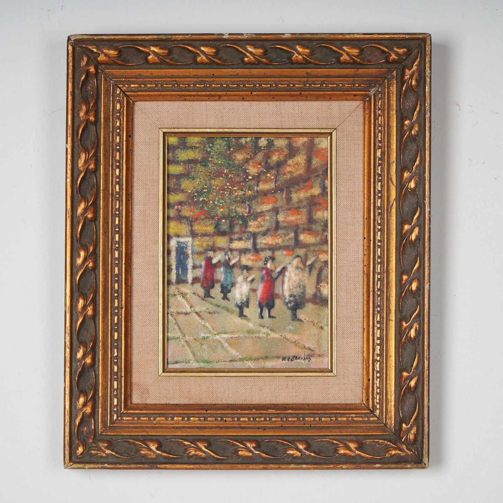 Fleming, Judaica Enamel on Copper, Wailing Wall Jerusalem, Signed (1 of 4)