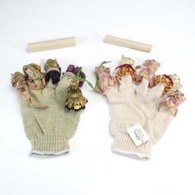 4pc Katherine's Collection Cats & Frogs Hand Puppets with Story Scrolls