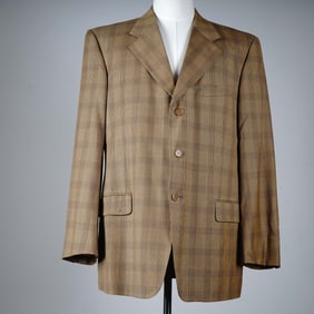 Luxury Valentino Uomo Wool Plaid Sport Coat, Size 41