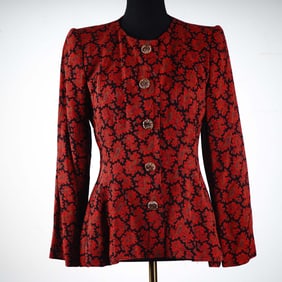 Yves Saint Laurent Rive Gauche Red & Black Paisley Jacket