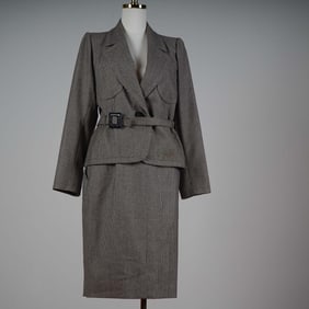 Yves Saint Laurent Rive Gauche Wool Skirt Suit Size 40