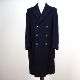 Gort & McLeod Men's Navy Wool Overcoat, Size 42 Long