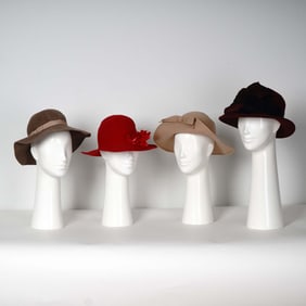 4pc Women's Designer Felt Hats by Louise Green, Henri Bendel & Others