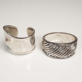 Pair of Silver-Plated Cuff Bracelets