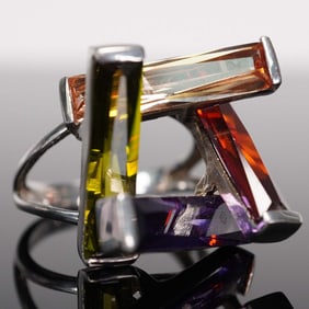 Sterling Silver Multi Colored Ring