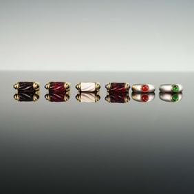 6pc Modernist Statement Rings, Mixed Metals & Colored Cabochons